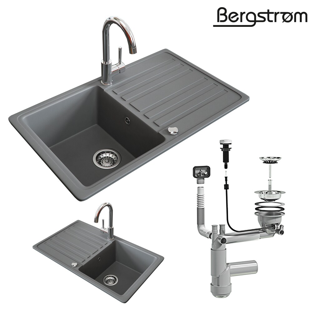 Granit Spüle Küchenspüle Einbauspüle Auflage Spülbecken Küche reversibel Grau