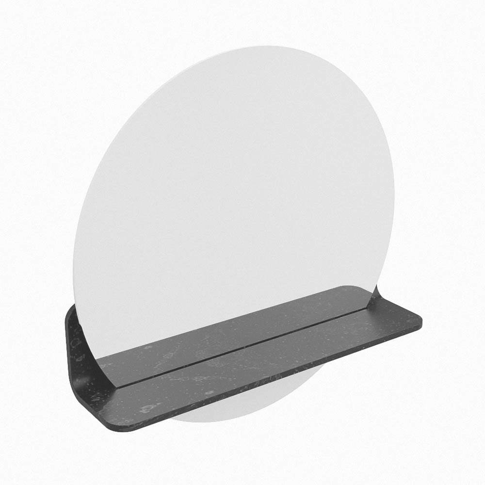 Mondiaz Spot spiegel rond Ø50cm met planchet lava
