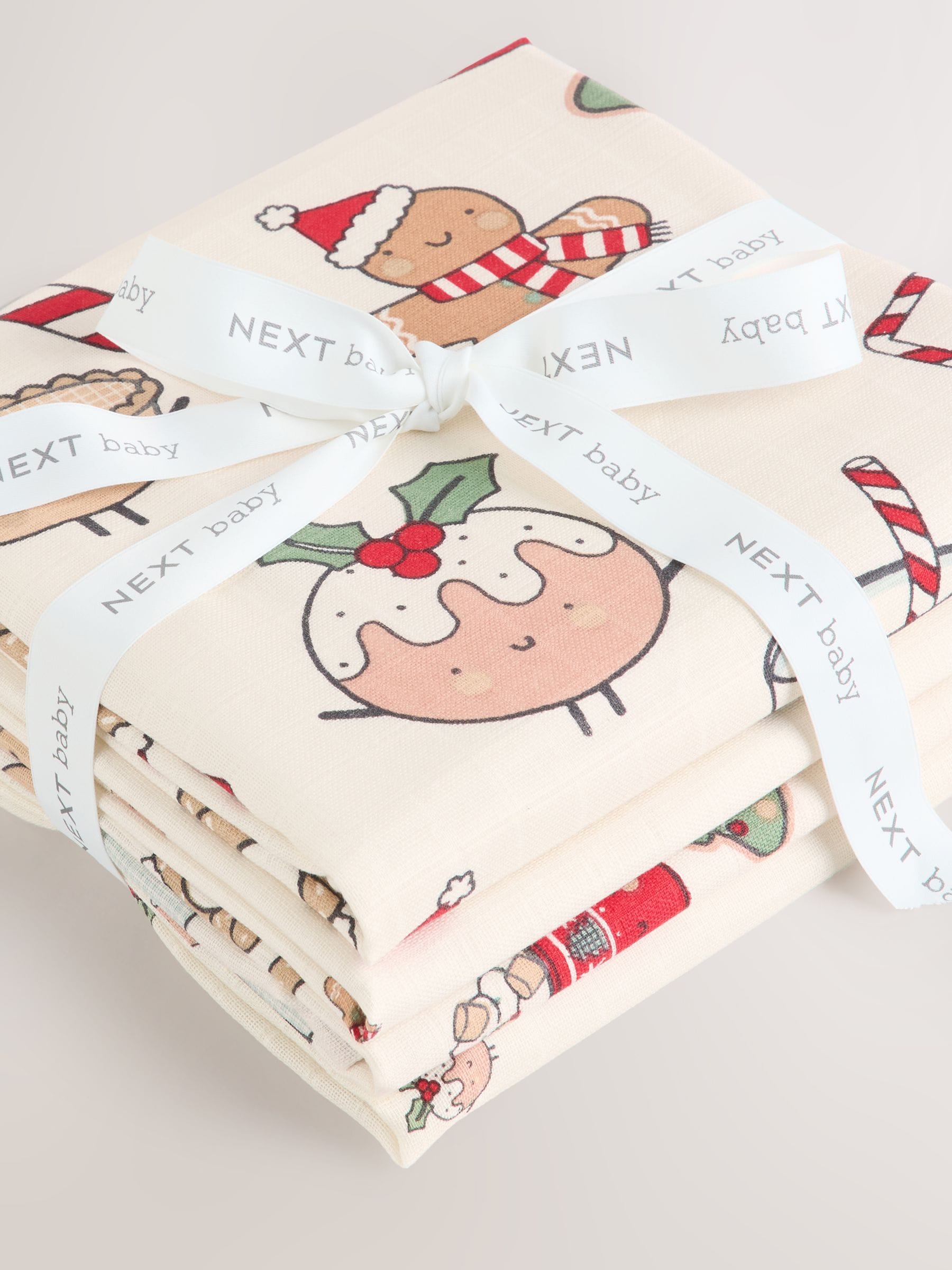 Kerstmis - Set van 4 mousseline babydoekjes