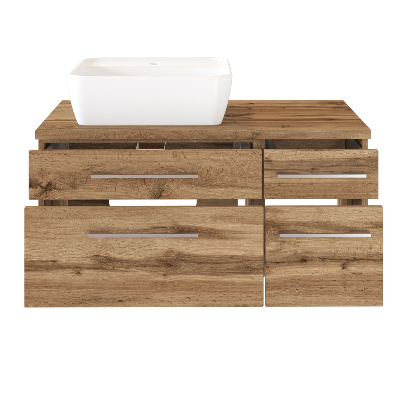 3-teiliges Badmöbel-SetDAVOS - Wotaneiche - 90 cm breit - Becken links