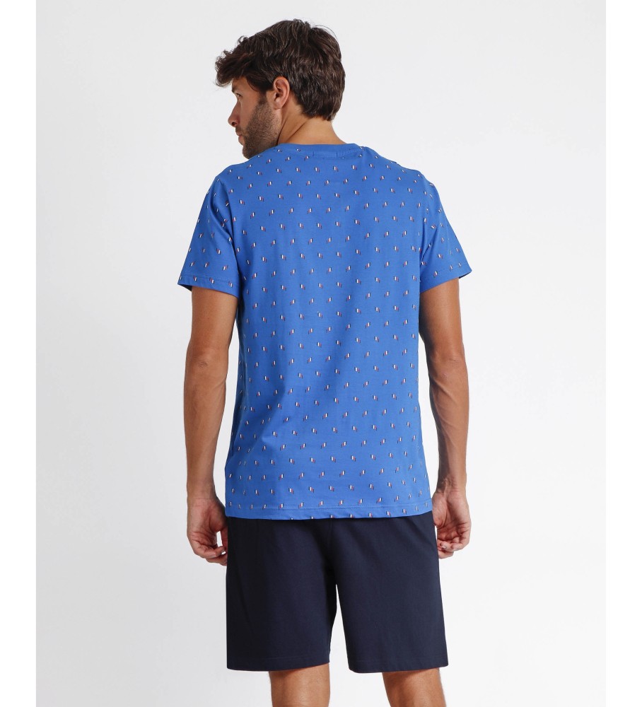 Pijama de manga curta Antonio Miro Sailing Azul