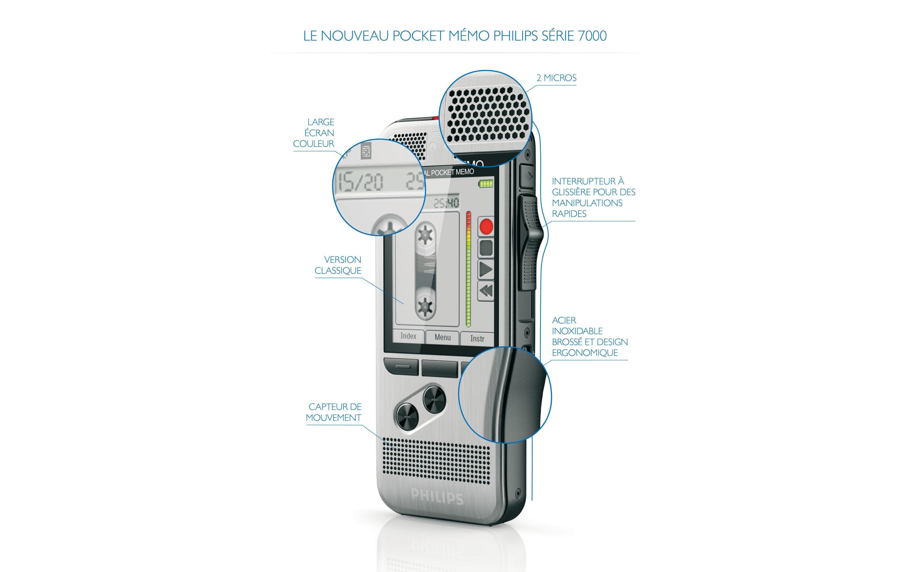 Diktiergerät Digital Pocket Memo DPM7200<br>Digitales Diktiergerät mit konfigurierbarem 4-Positions-Schiebeschalter