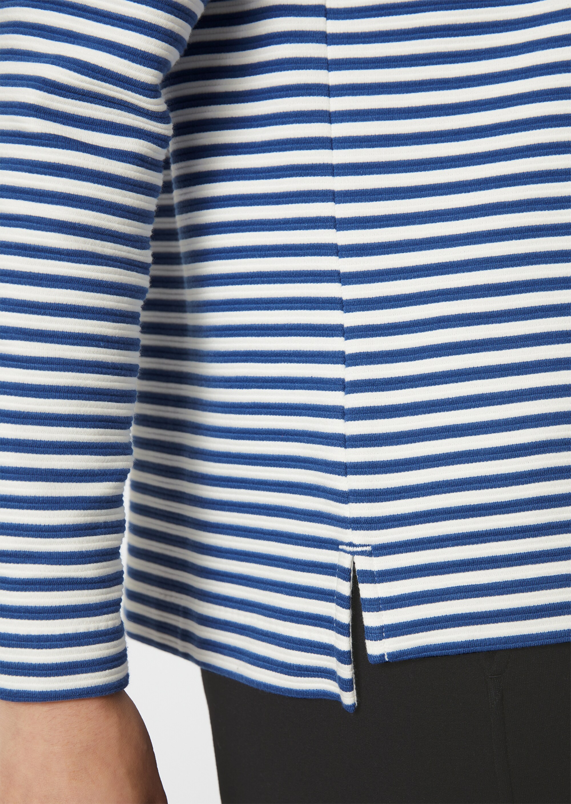 Streifen-Longsleeve regularaus Ottoman-Jersey