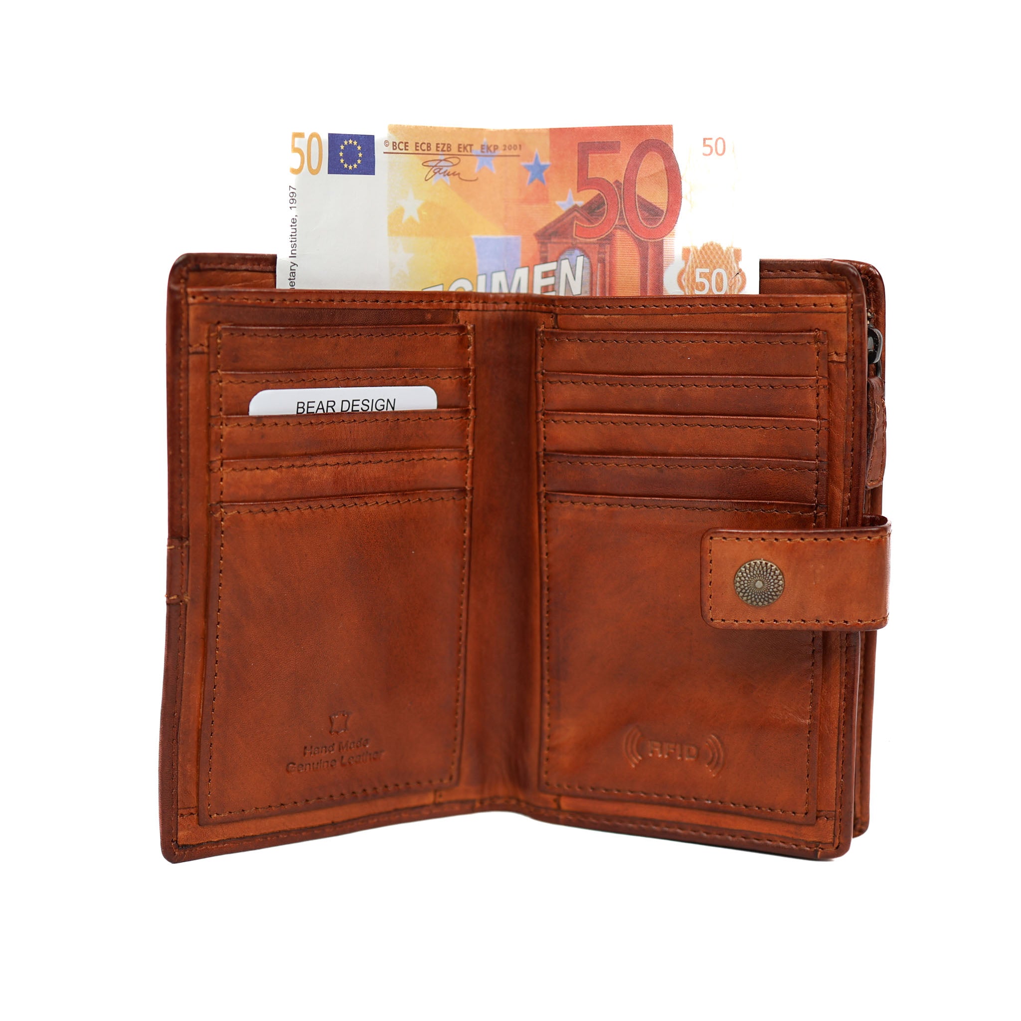 Portemonnee 'Sanne' cognac studs Cognac