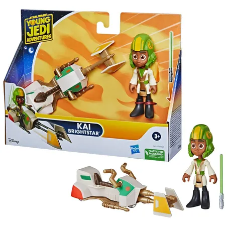 Hasbro Star Wars Die Abenteuer der jungen Jedi, Jedi Jüngling & Speeder Bike, 1 Stück, 4-fach sortiert