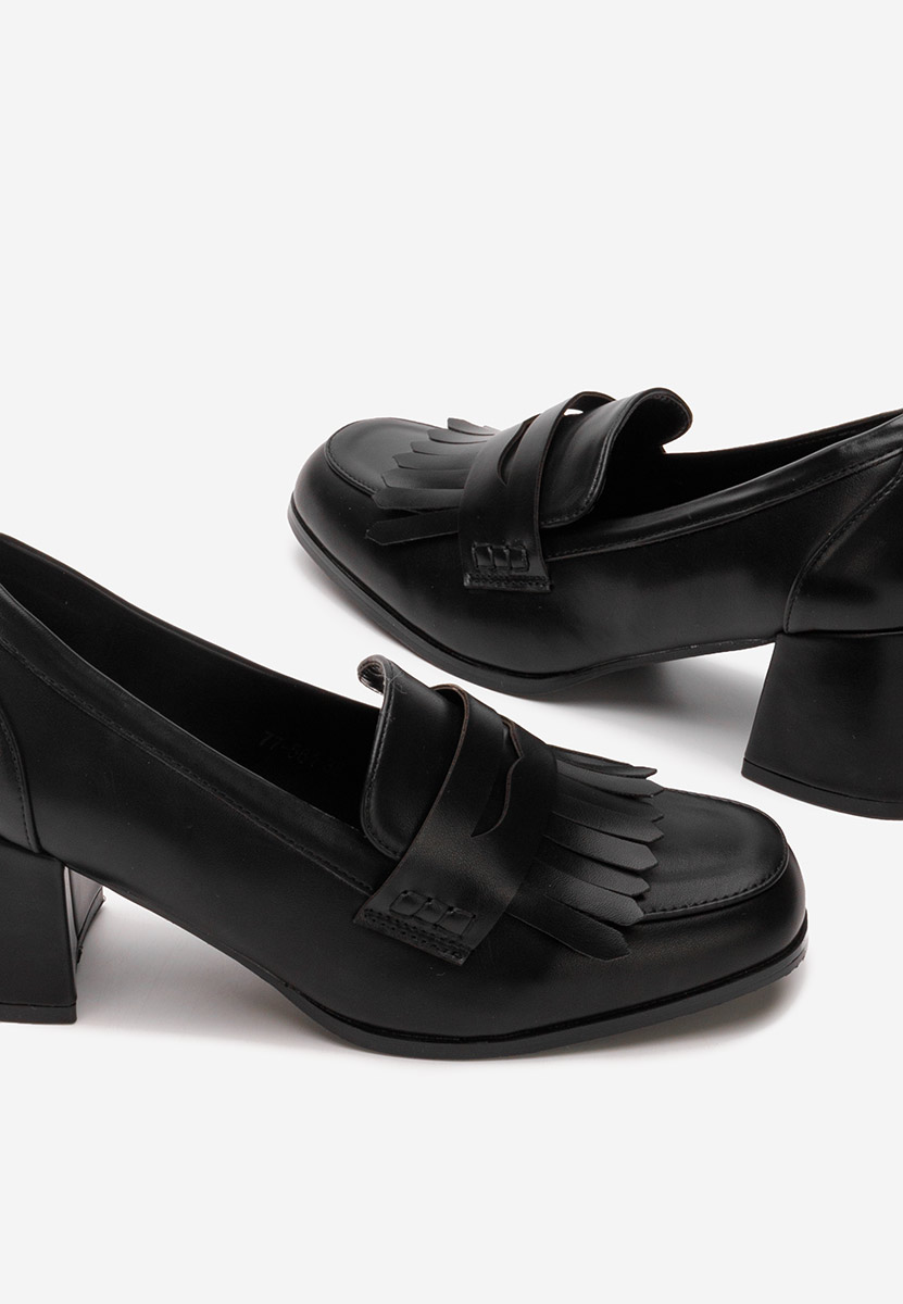 Mocassins à talon noirs Solina