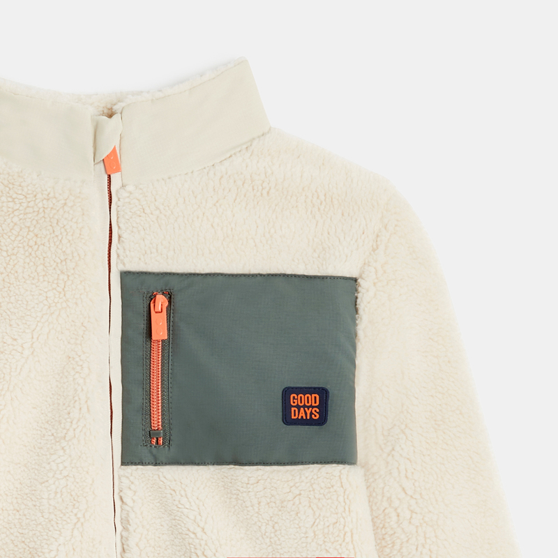 Veste polaire Sherpa manches longues blanc garçon