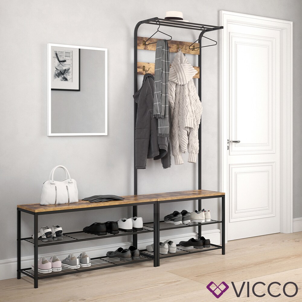 VICCO Schuhbank FYRK Schuhregal 100cm Schuhschrank Sitzfläche Sitzbank 2 Ablagen
