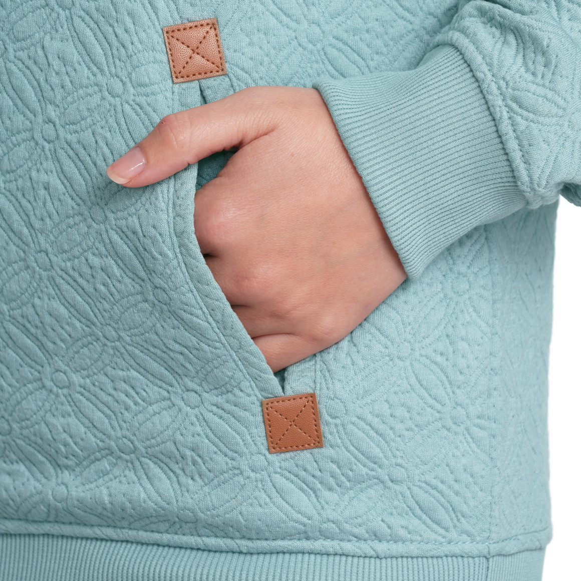 Gina Damen Hoodie mit Strukturmuster türkis