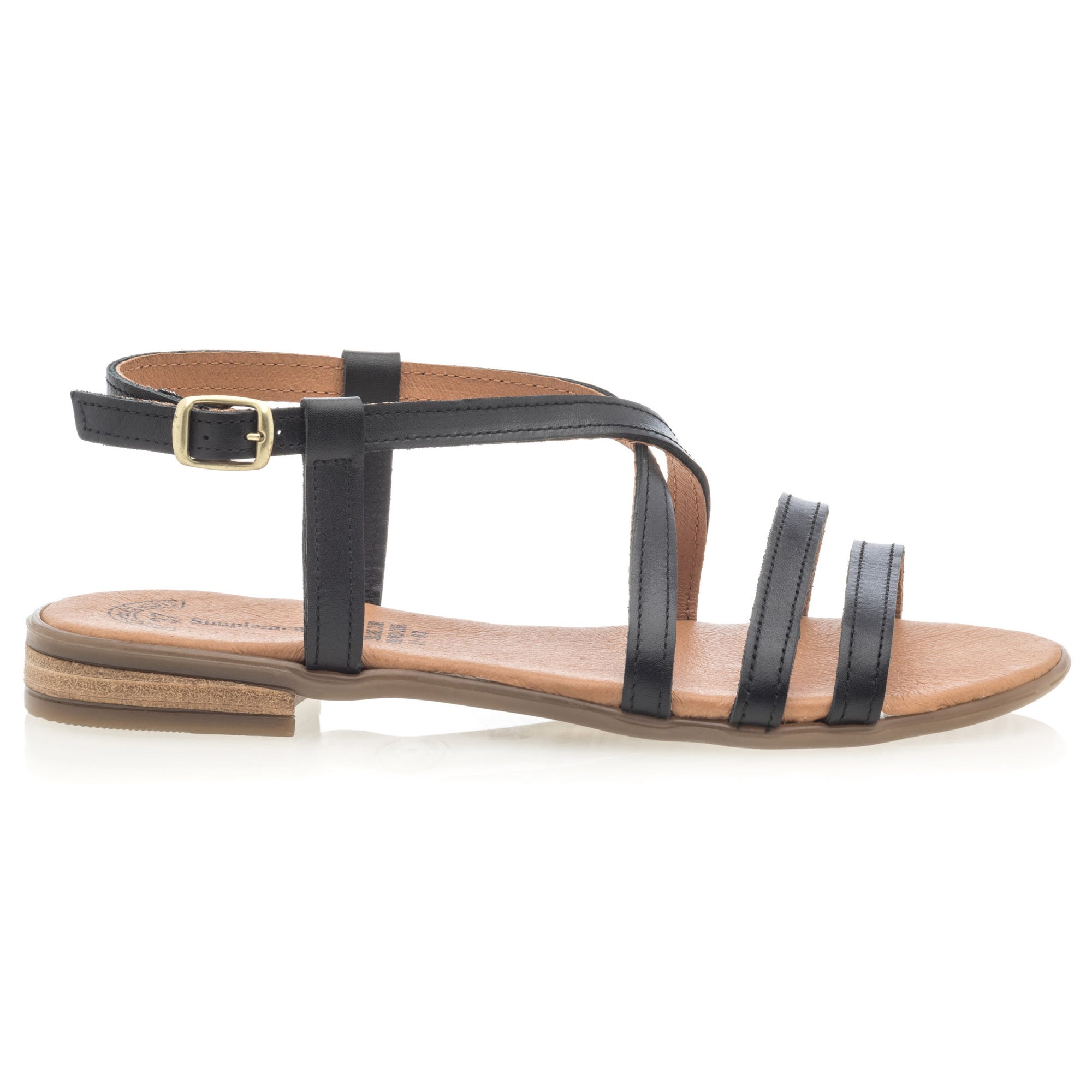 Nu-pieds Femme en cuir noir