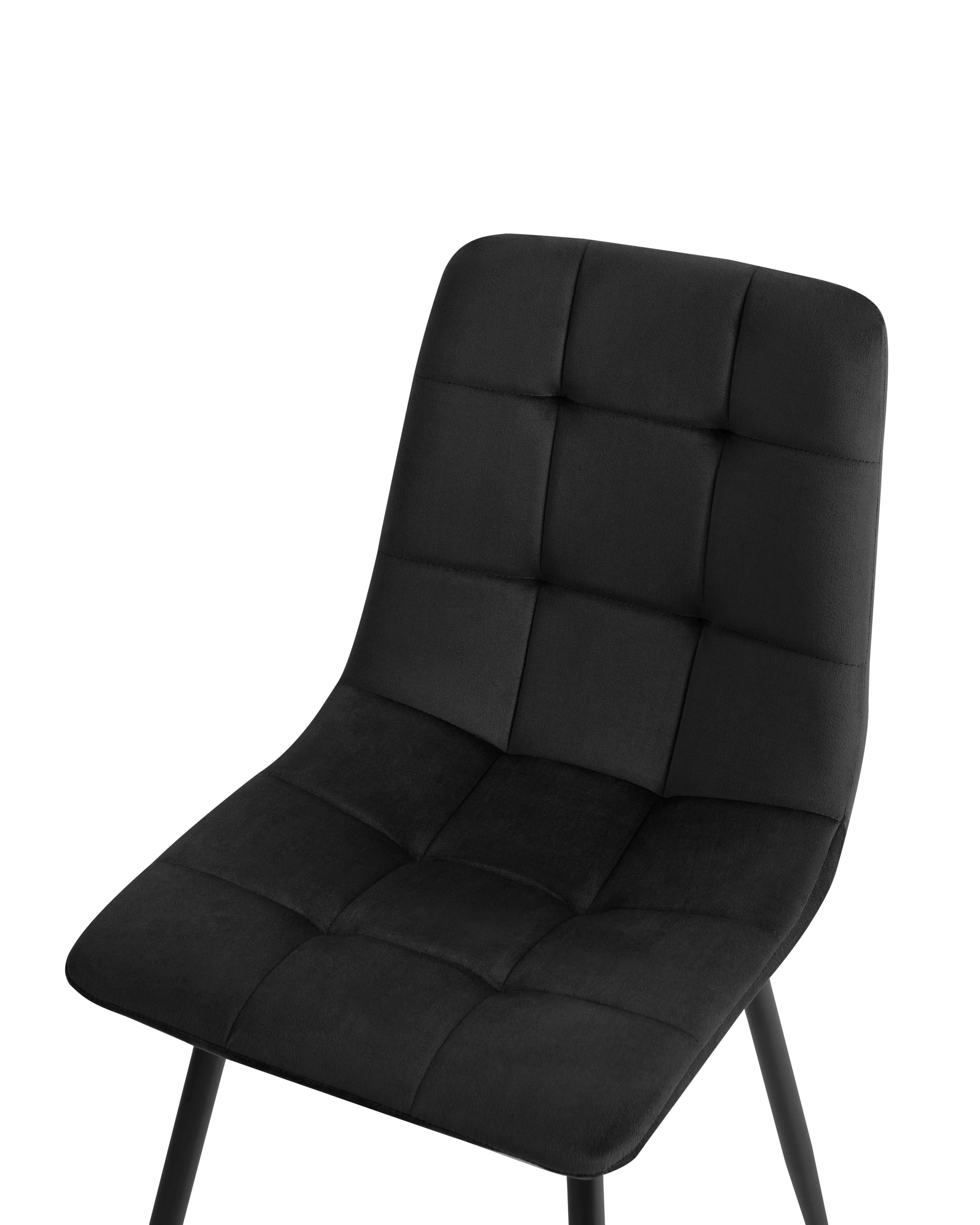 Set van 4 eetkamerstoelen POWELL Fluweel Zwart