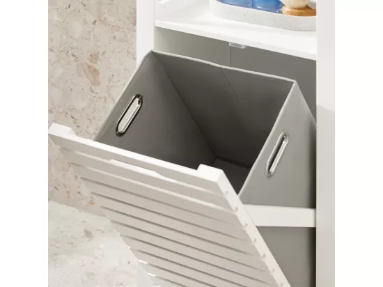 Meuble Bas De Salle De Bain Avec 1 Panier Corbeille À Linge Coffre À Linge, BZr67-w