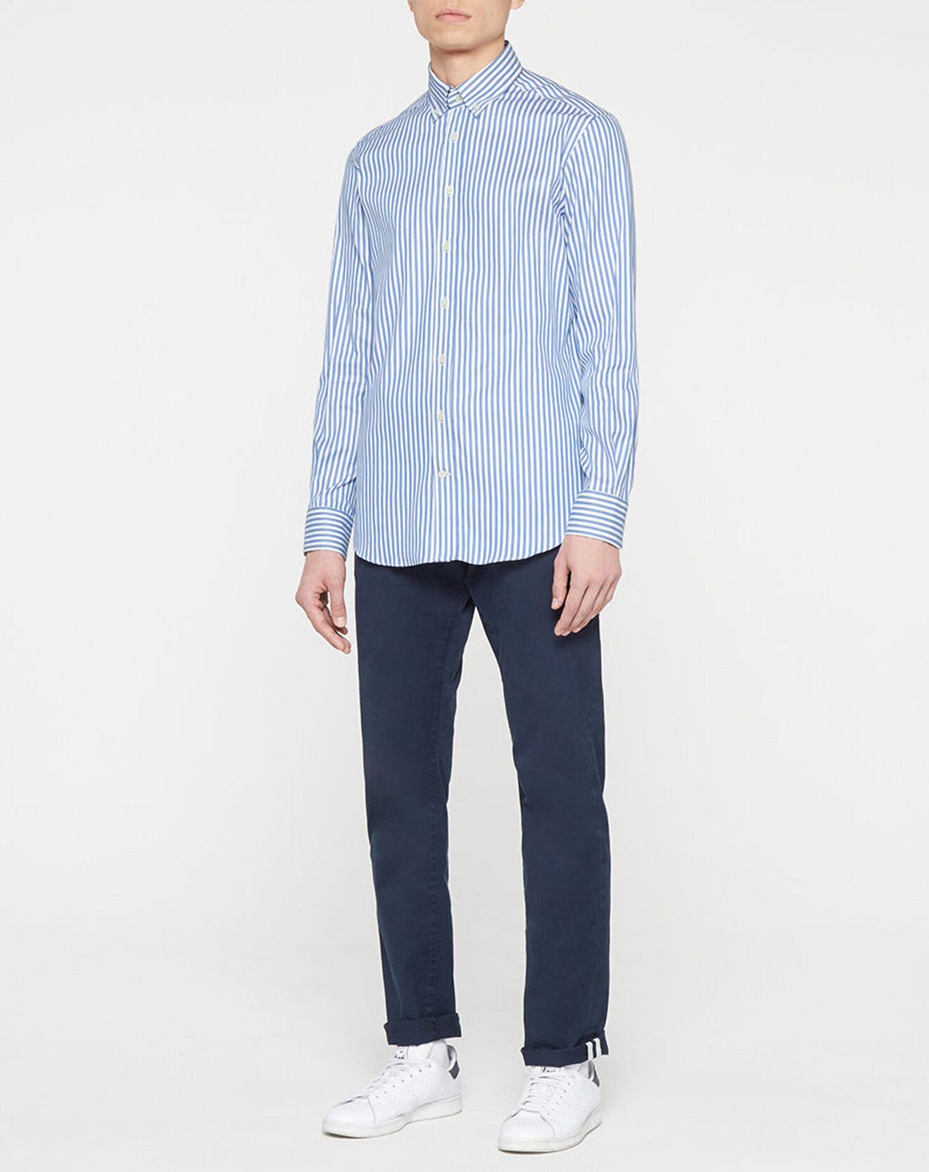 Hackett London Chemise Slim Fit bat yoke contrast à rayures bleue