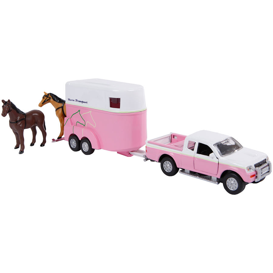 Kids Globe Farming Farming Set Spielzeugauto + Pferdeanhänger Rosa Rosa