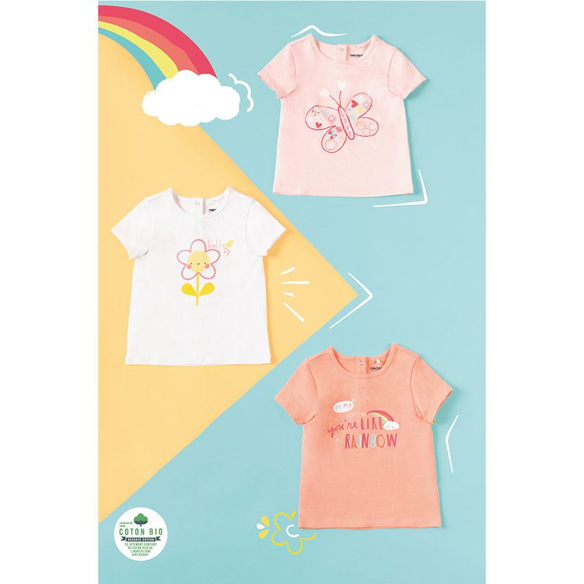 T-shirt manches courtes en coton à motif printé - Blanc