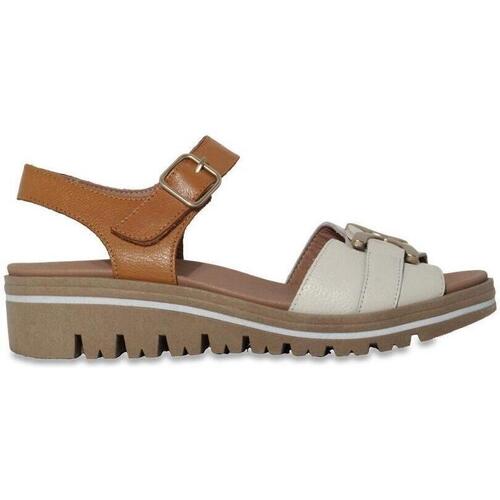 Piesanto - SANDALIA PIEL CUÑA MUJERMARRON 230786 Blanco