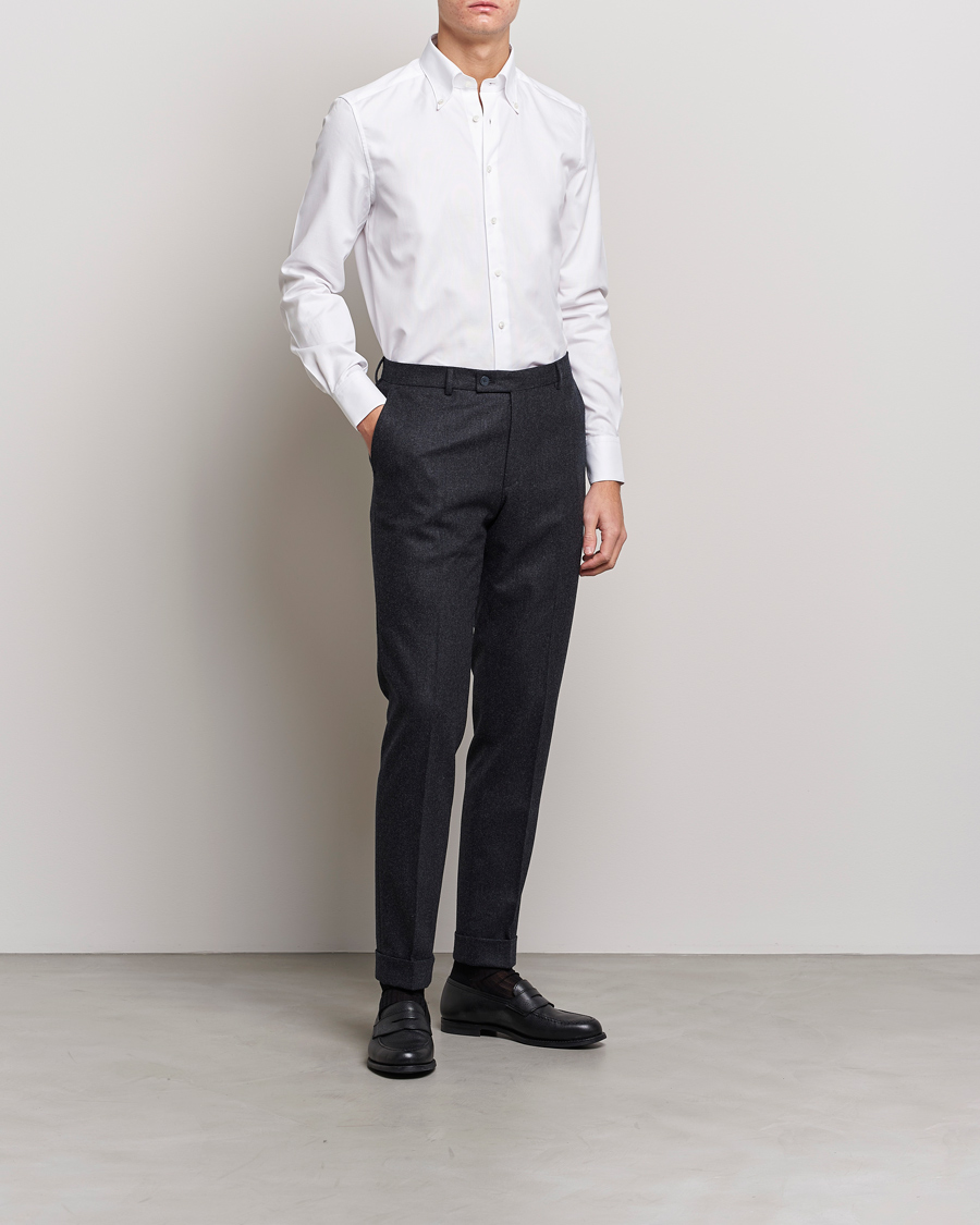 Stenströms 1899 Slimline Supima Cotton Structure Shirt White