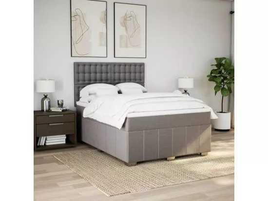 Sommier à lattes de lit avec matelas Taupe 140x190 cm Tissu