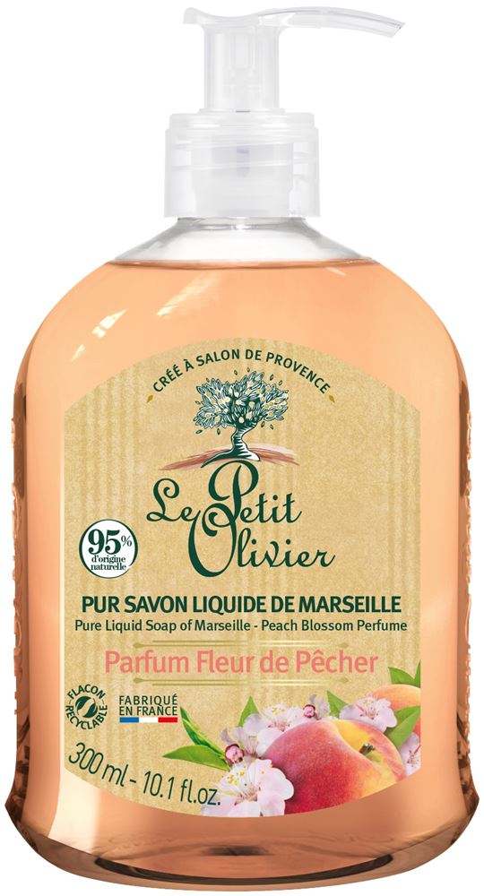 LE PETIT OLIVIER pur savon liquide de Marseille parfum fleur de pêche Fl 300 ml