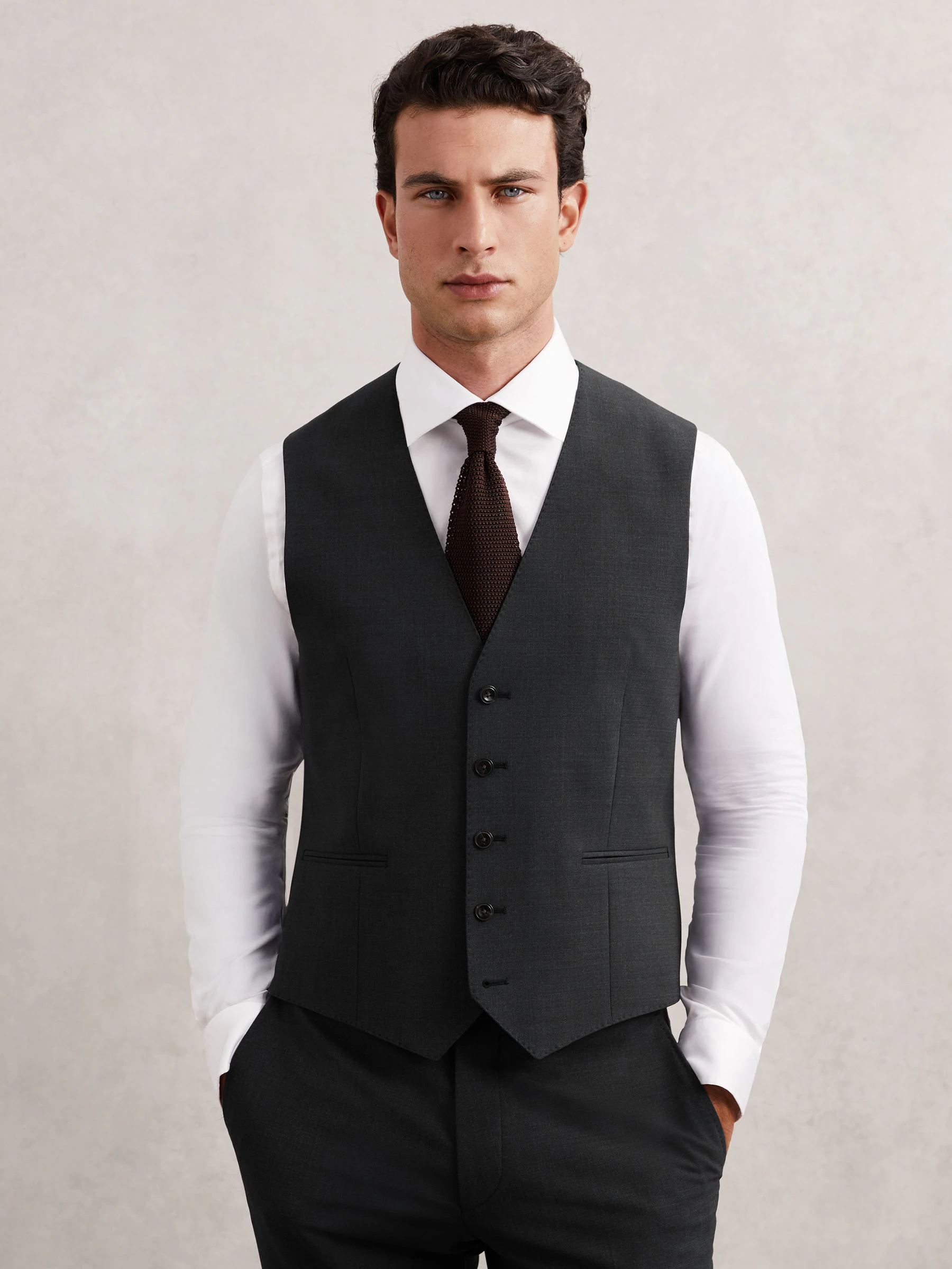 Grijs - Reiss Promise Wool-Blend Slim-Fit Waistcoat