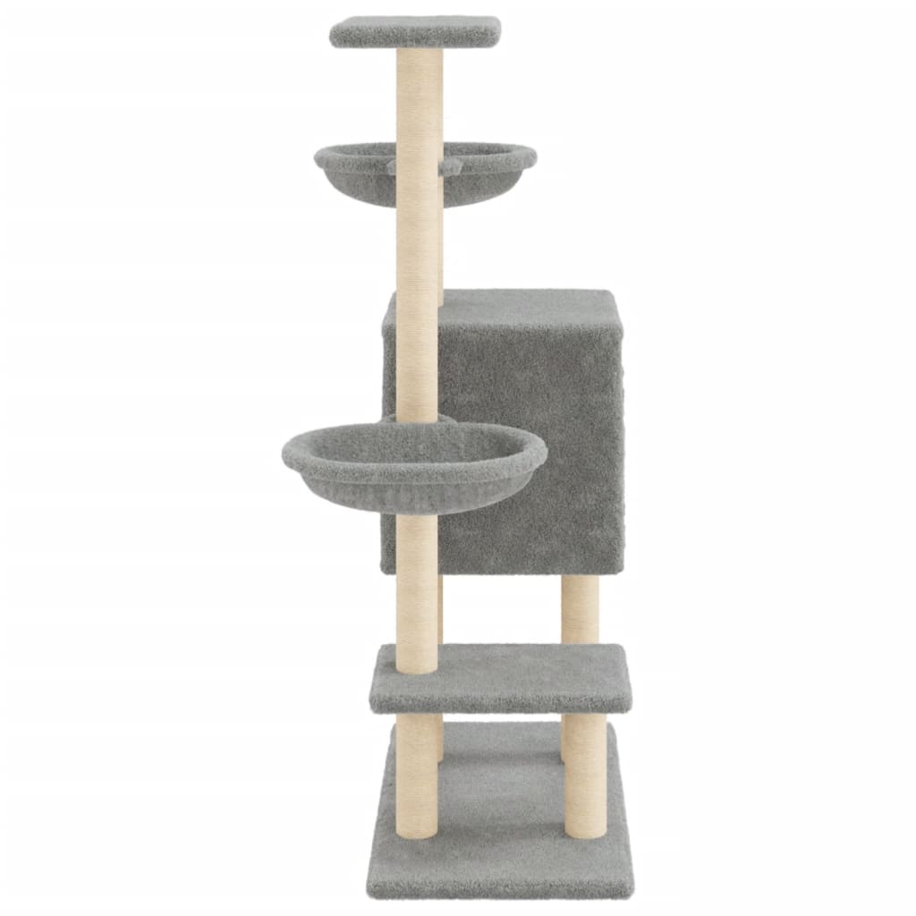 Arranhador para gatos vidaXL com hastes de sisal cinza claro, 117 cm