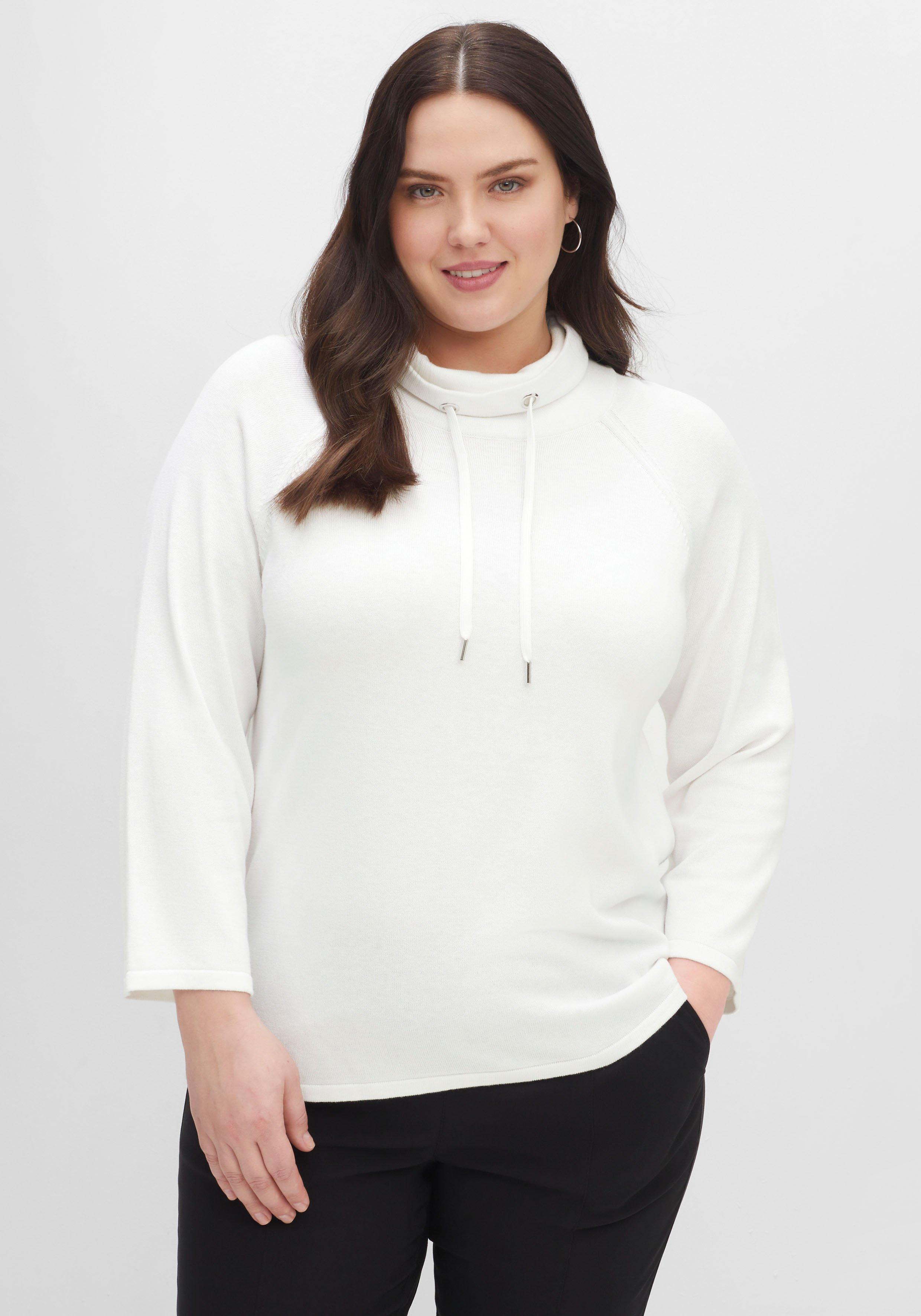 Pullover mit weitem Stehkragen und Tunnelzug