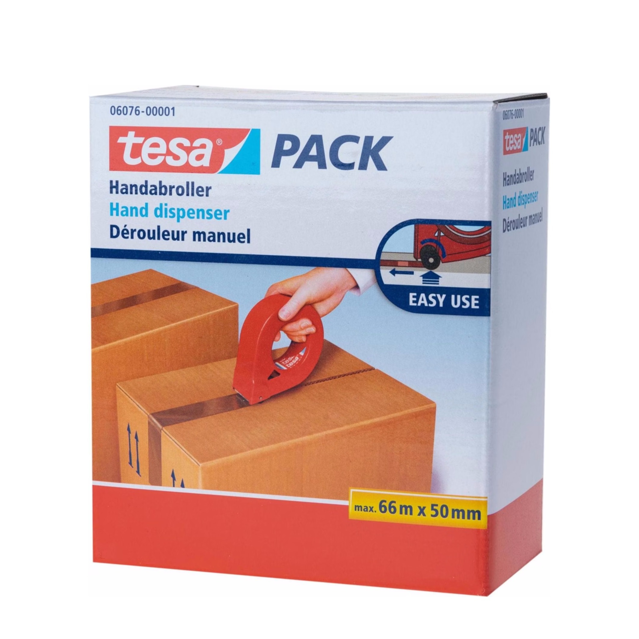 Pack Handabroller Packband Dispenser Tape Spender für 50mm Klebeband Rollen (06076-00001-01) - Rot