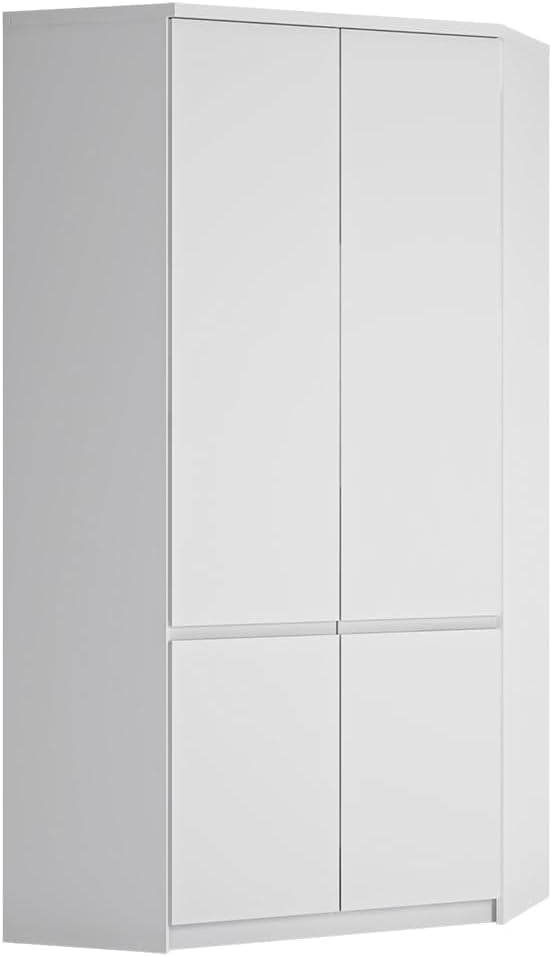 Lomadox Jugendzimmer Schrank Set 4-teilig mit Eckkleiderschrank, Highboard und 2 Regalschränke in weiß