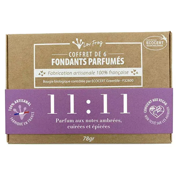 Conjunto de presente com pastilhas aromáticas Lov'FROG, fragrância orgânica para ambientes 11:11 Amber Copper Spicy, 6 unidades.