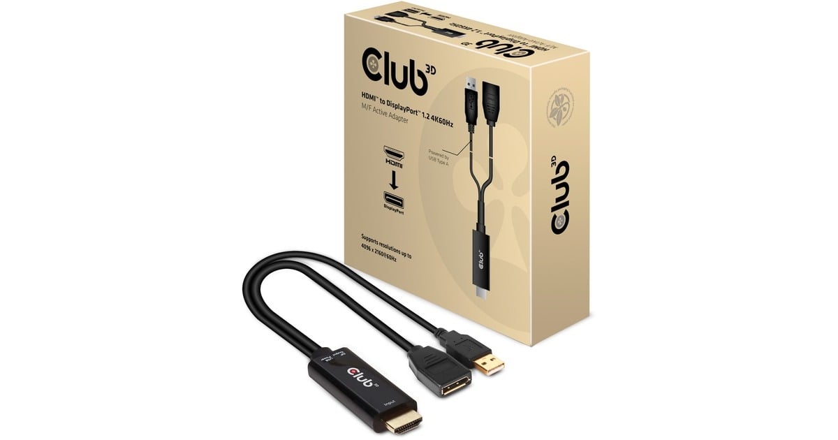 Club 3DHDMI naar DisplayPort Active Adapter  (0,25 meter, 4K 60 Hz)