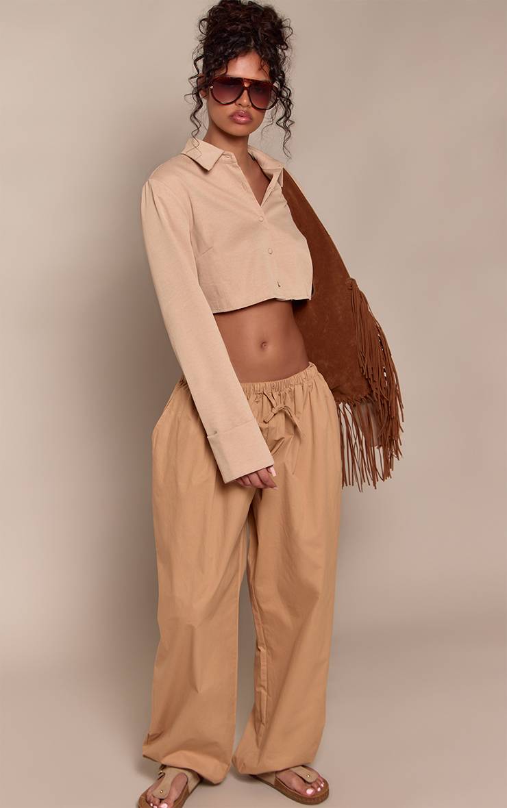 Camel Pantalon Ballon En Coton Avec Cordon De Serrage