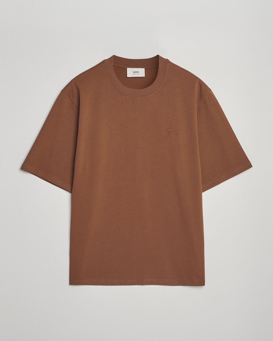 AMI Tonal Heart Logo T-Shirt Noisette