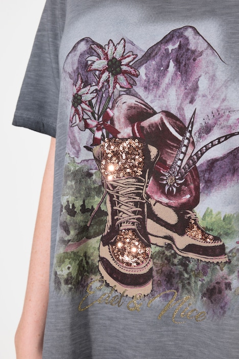 Shirt, Stiefel, Classic, Rundhals, Halbarm