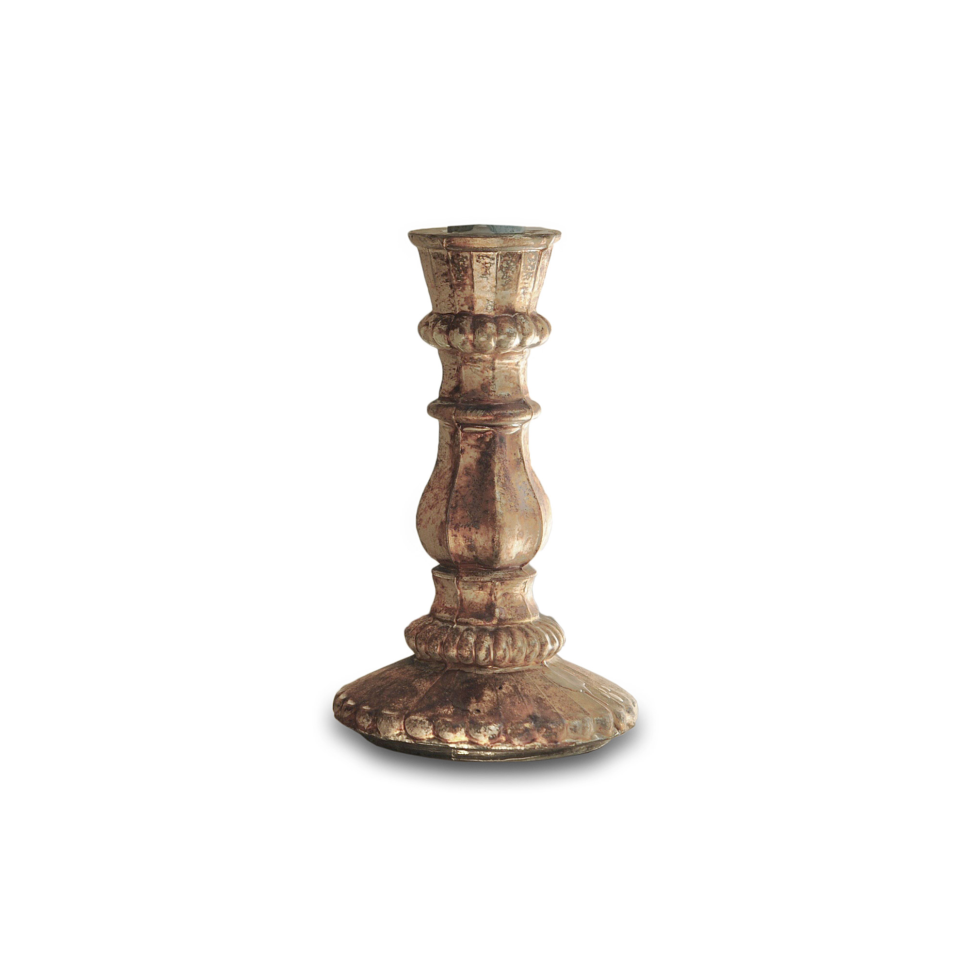 Kerzenständer 'Petit', aus Glas, antik silber, H 14 cm, Ø 8,5 cm von fischer's lagerhaus