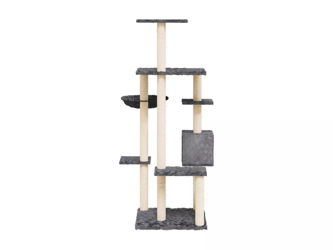 Arbre à chat avec griffoirs en sisal Gris foncé 142 cm