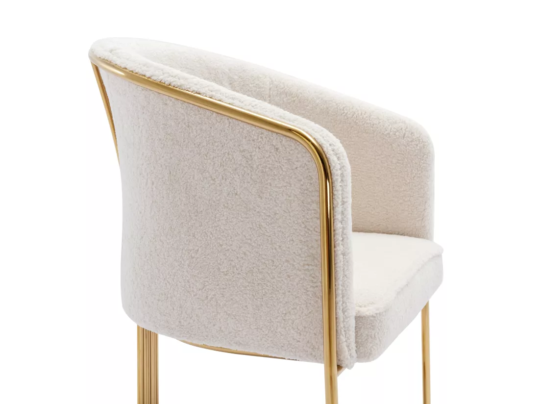 Lot de 2 chaises avec accoudoirs en tissu bouclette et métal - Blanc et doré - JOSETHE de Pascal MORABITO