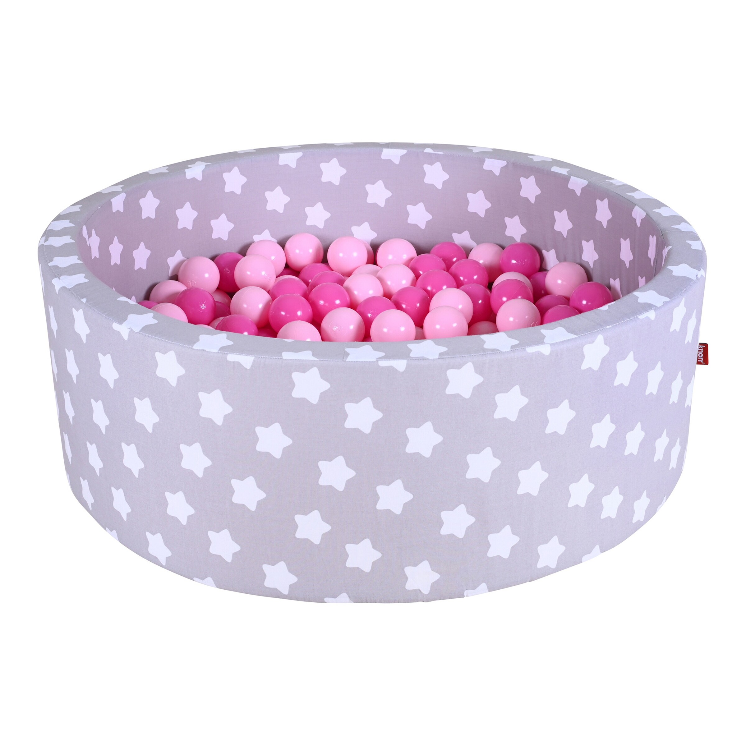 Knorrtoys Bällebad soft - Grey white stars mit 300 Bällen grau/soft pink