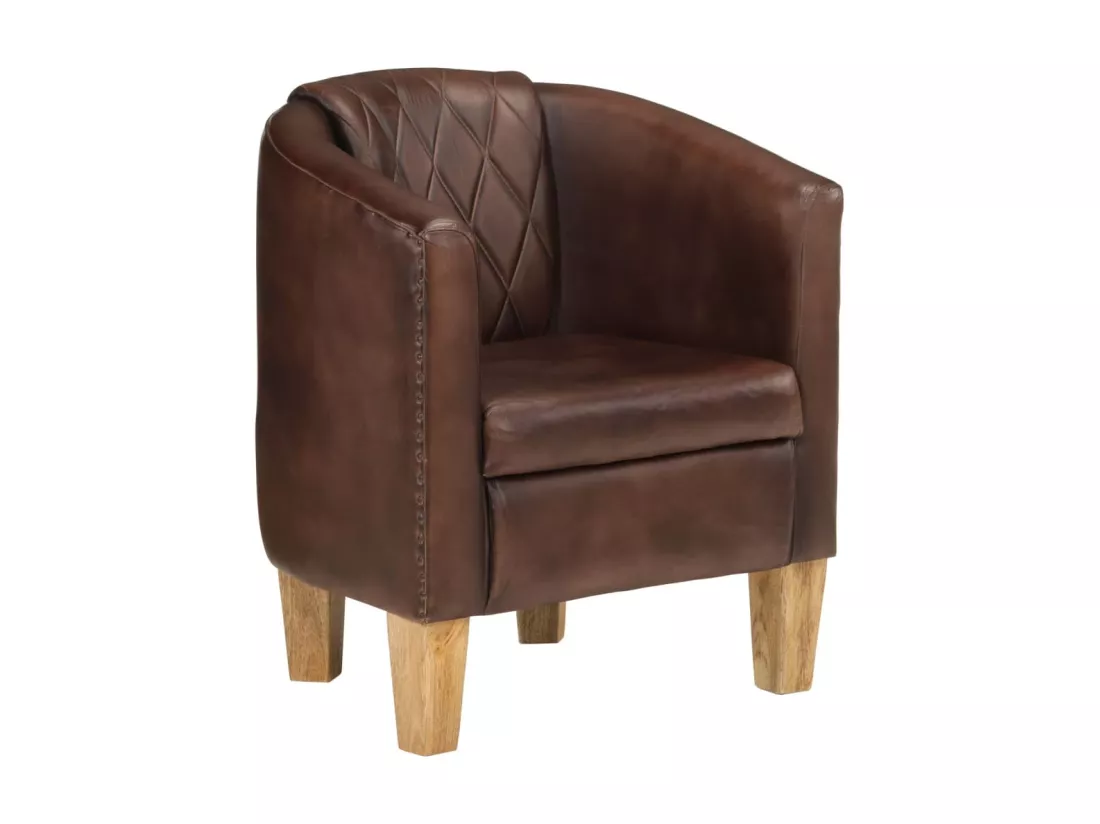 Fauteuil cabriolet marron clair cuir véritable