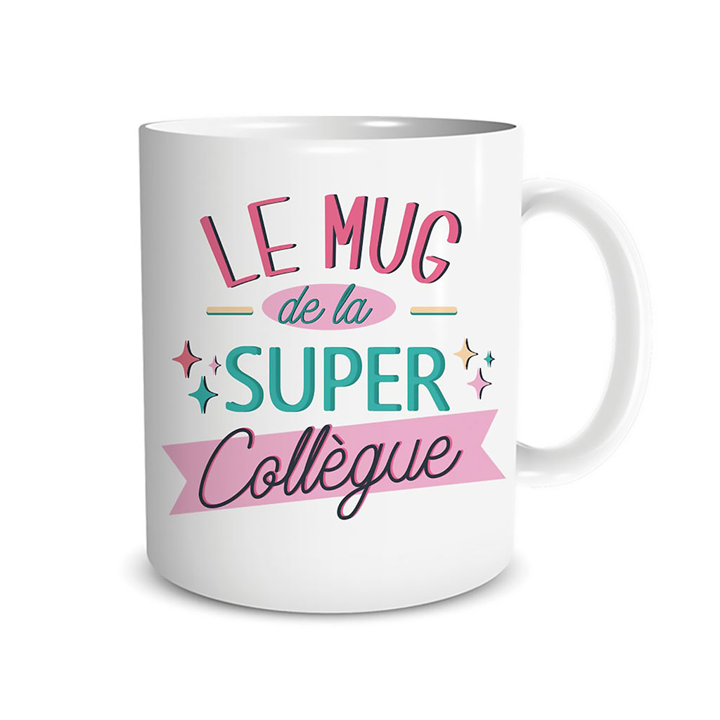Mug super collègue rose 12x9.5x8cm