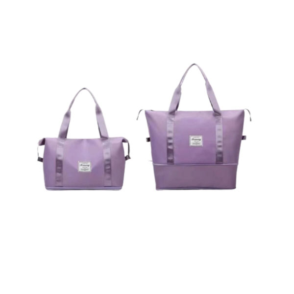 (42x22cm) Wasserabweisende Reisetasche Handgepäck Weekender Sport Tragetasche mit Erweiterung und Gepäckband - Lila