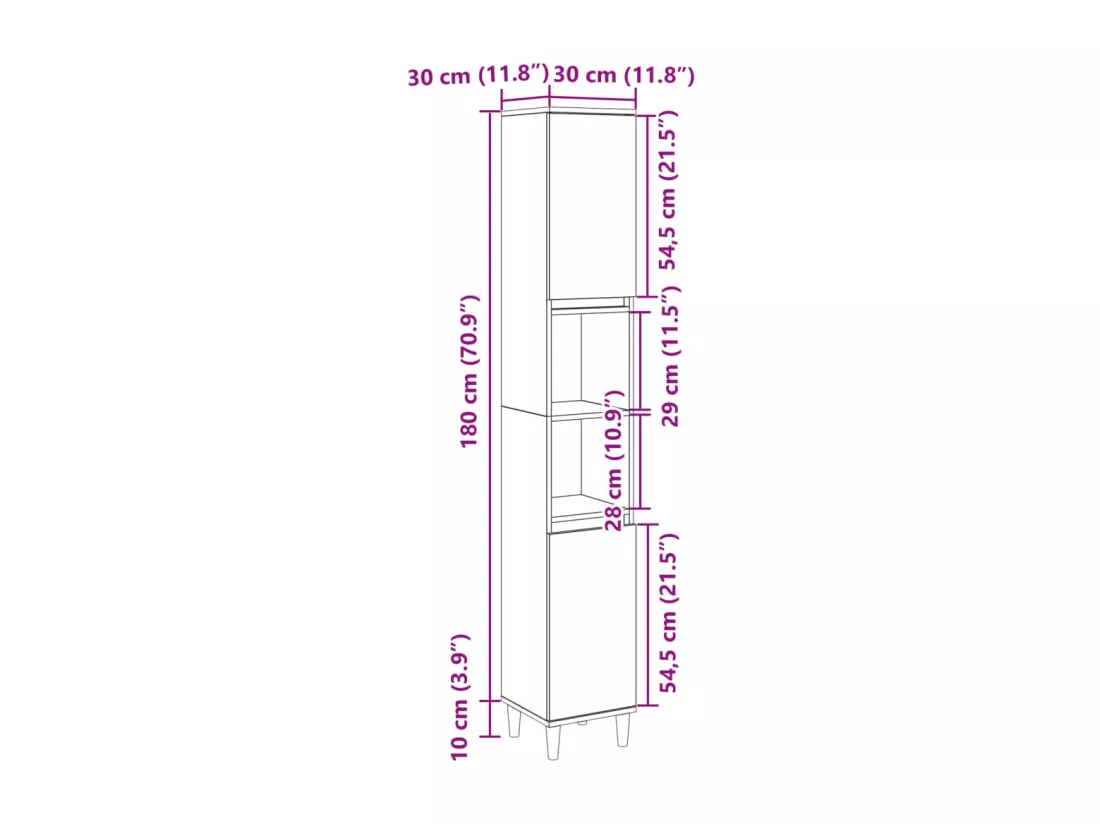 Armoire salle de bain chêne sonoma 30x30x190 cm