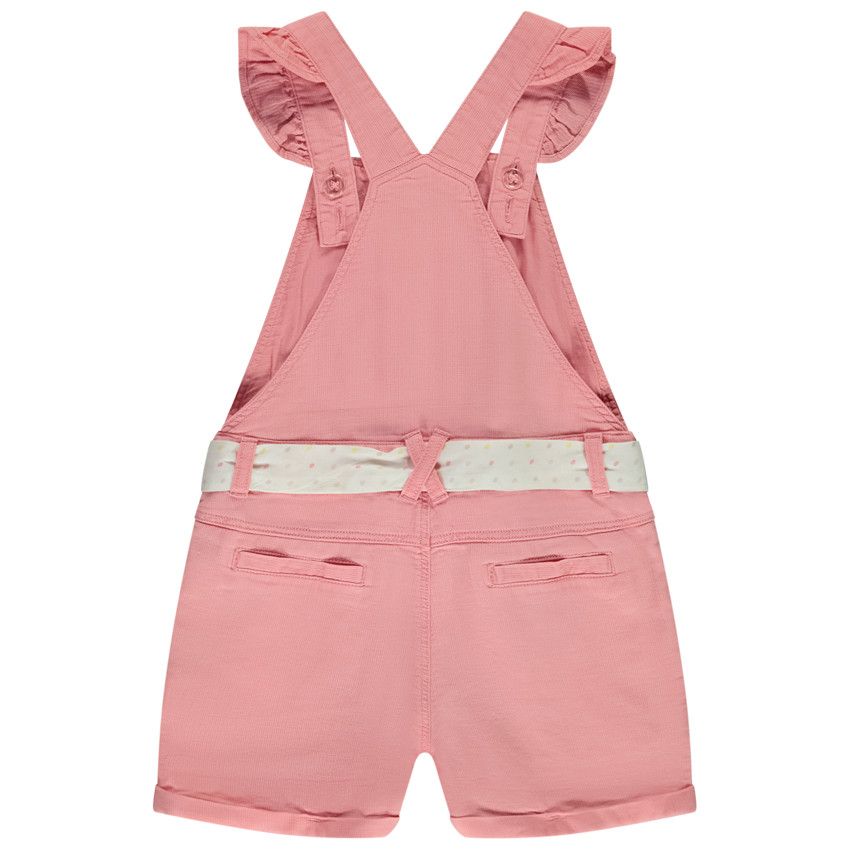 Salopette unie à bretelles volantées et ceinture pour fille - Multicolore