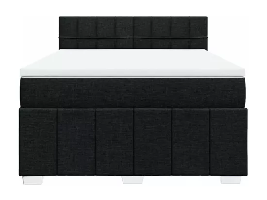 Sommier à lattes de lit avec matelas Noir 140x190 cm Tissu