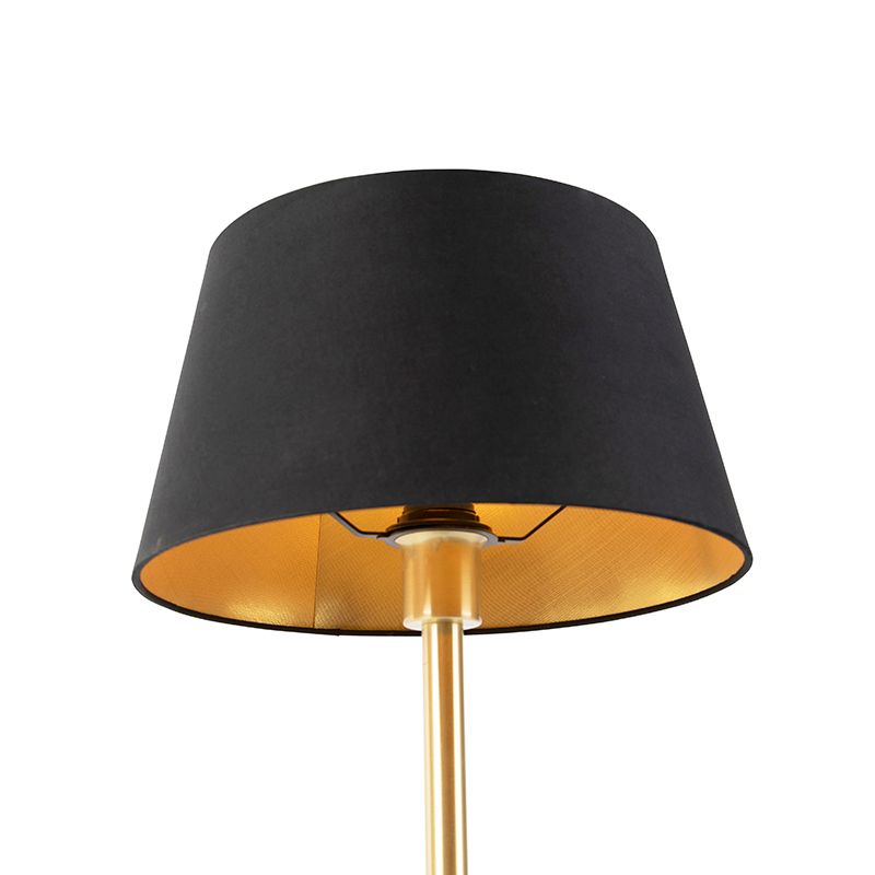 Klassieke tafellamp messing met zwarte kap 32 cm - Simplo