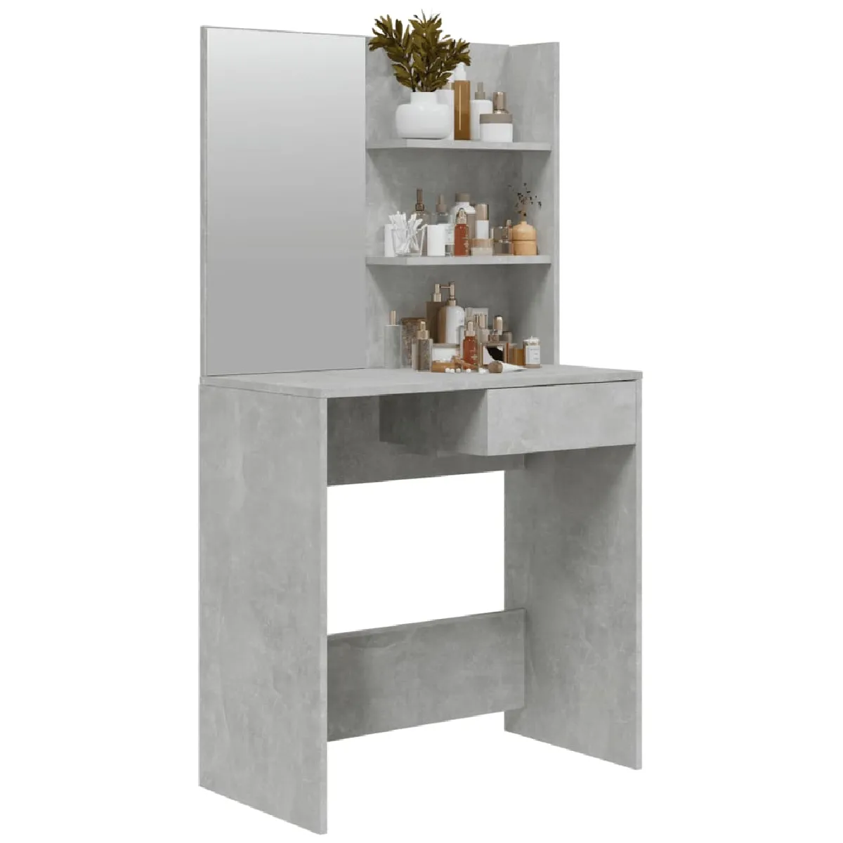 vidaXL Coiffeuse avec Miroir - Gris Béton