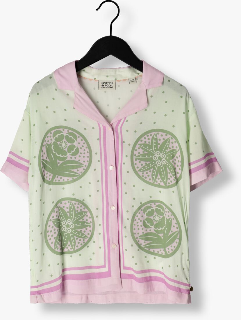 SCOTCH & SODA groene scotch & soda blouse placed all over printed short sleeved shirt