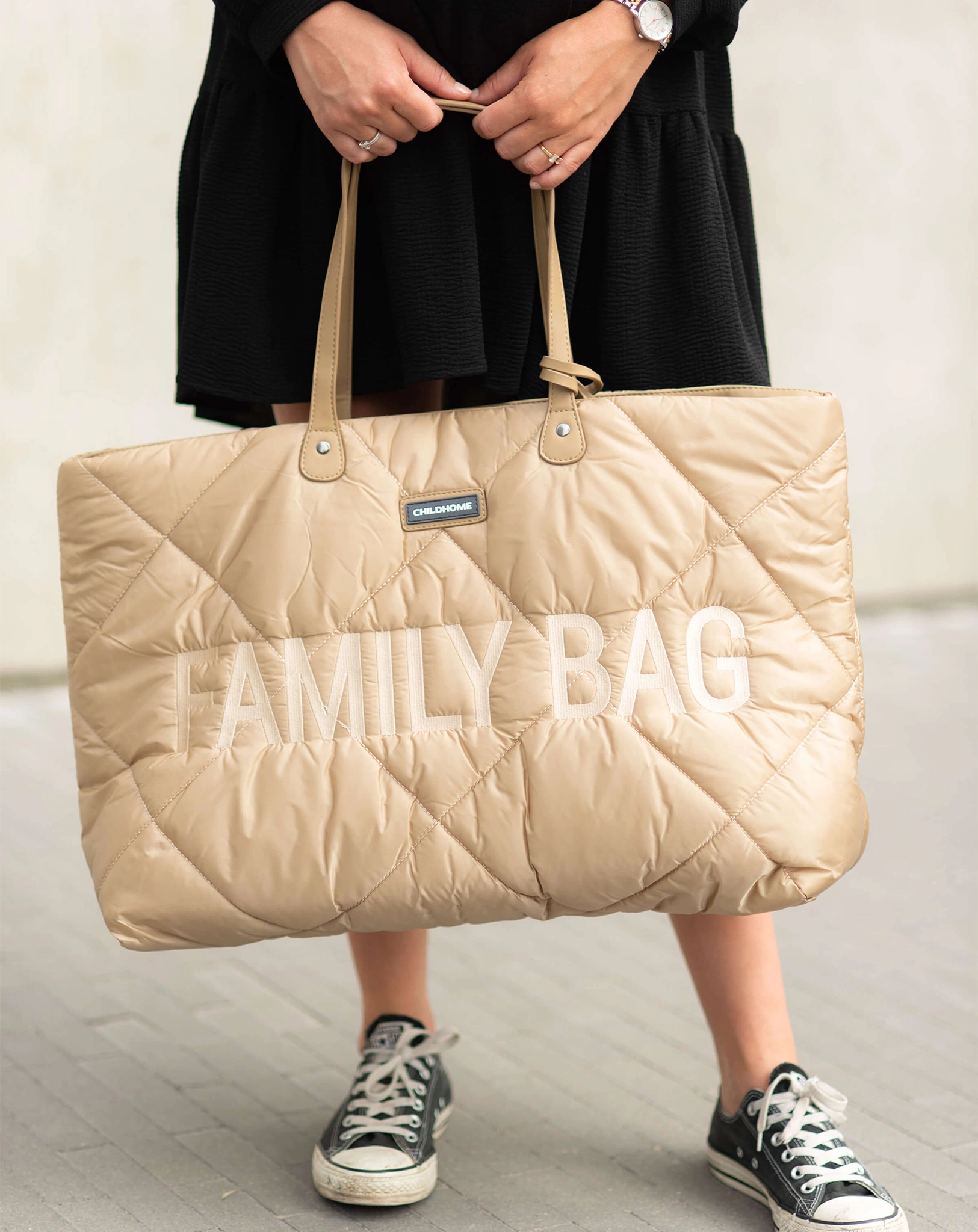 Wickeltasche FAMILY BAG QUILTED (55x18x40) in beige