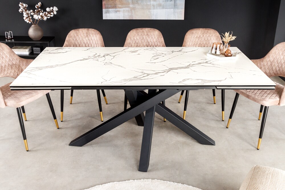 riess-ambiente Esstisch MARVELOUS - 180-220-260cm weiß Marmor Keramik made in Italy Ausziebar