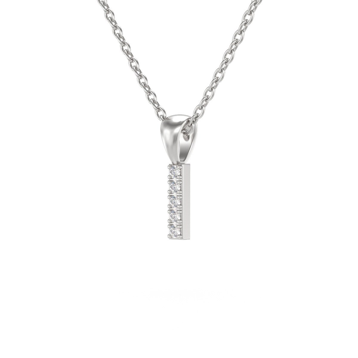 Collier Pendentif ADEN Lettre I Or 750 Blanc Diamant Chaine Or 750 incluse 0.72grs