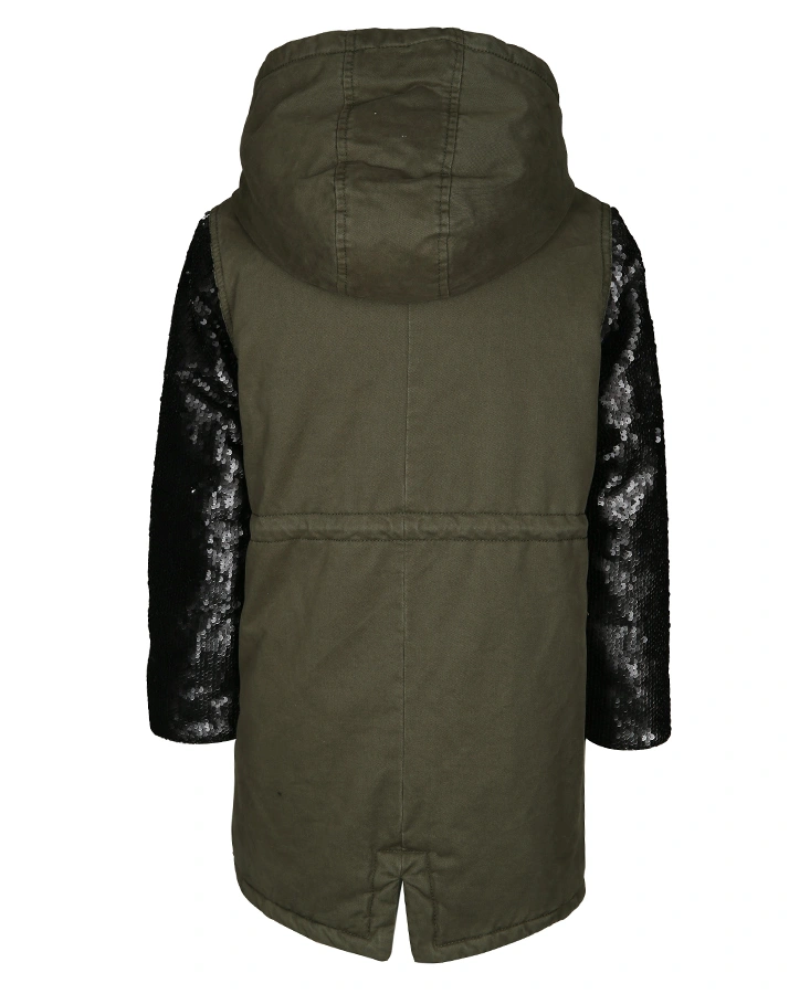 Parka STAR mit Pailletten in olive/schwarz
